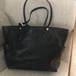DVF black leather embossed tote bag